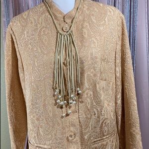 Classic Elements Gold Brocade Nehru Jacket SZ 16W